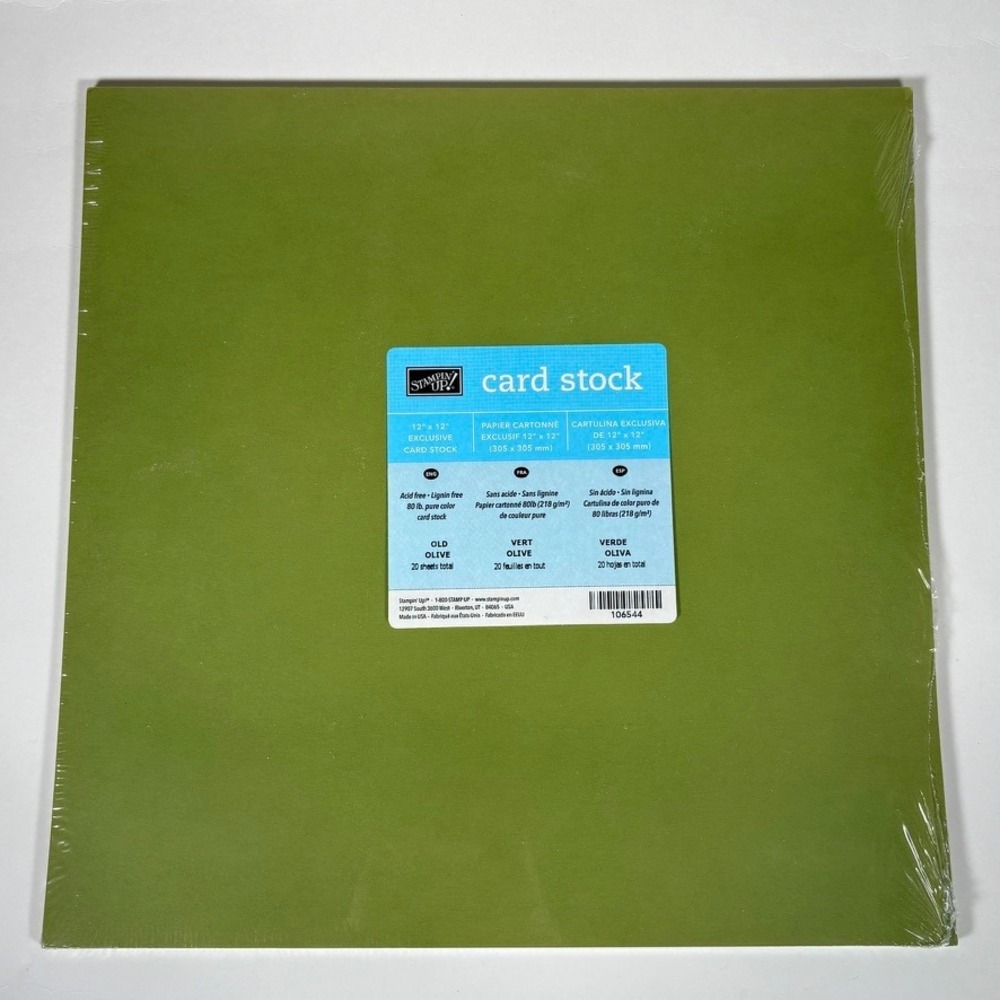 Stampin Up Old Olive 12x12 Cardstock 80lb 20‎ Sheets New Sealed 106544 Retired
